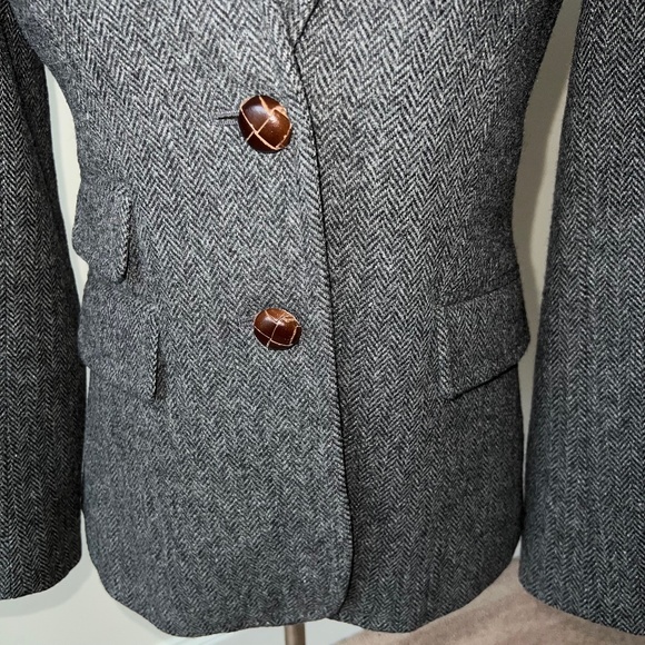 J.Crew Jacket/Blazer Size 2 Black/White/Gray w/ Leather Buttons - Picture 3 of 16